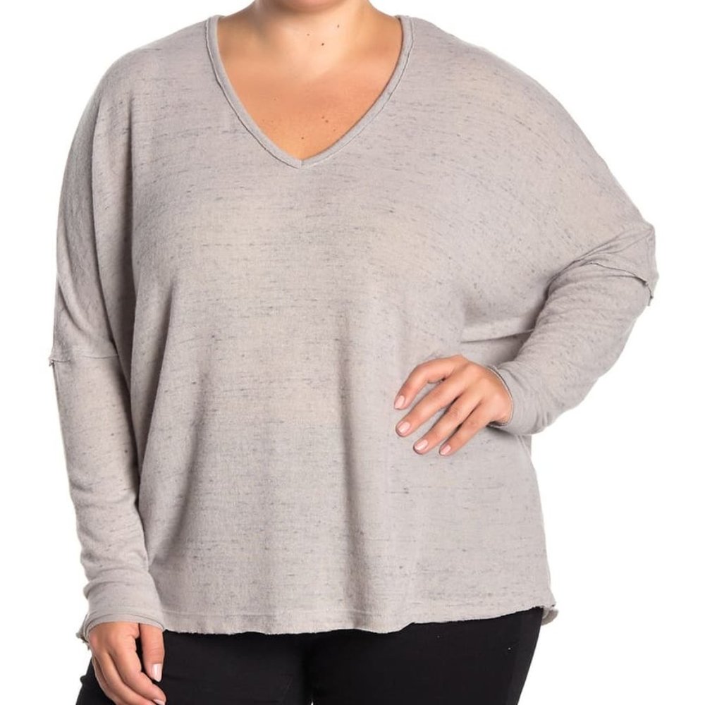 NWT SUSINA Cozy V-Neck Long Sleeve Top(Plus Size)